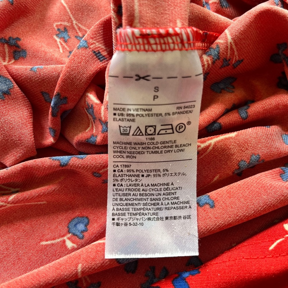Banana Republic Red and Blue Sleeveless Print Twist Faux Wrap Dress, Size Small - Picture 3 of 4